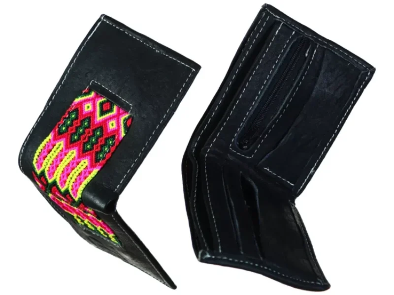 Billetera De Piel Con Bordado Artesanal Billetera Para Hombre