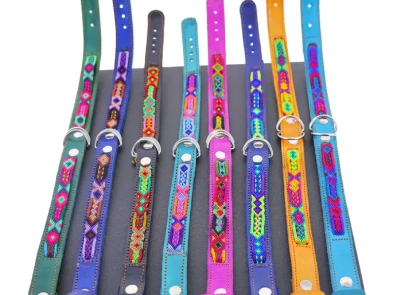 Collar Para Perro Mediano 45 CM Collar De Piel Bordado S-T