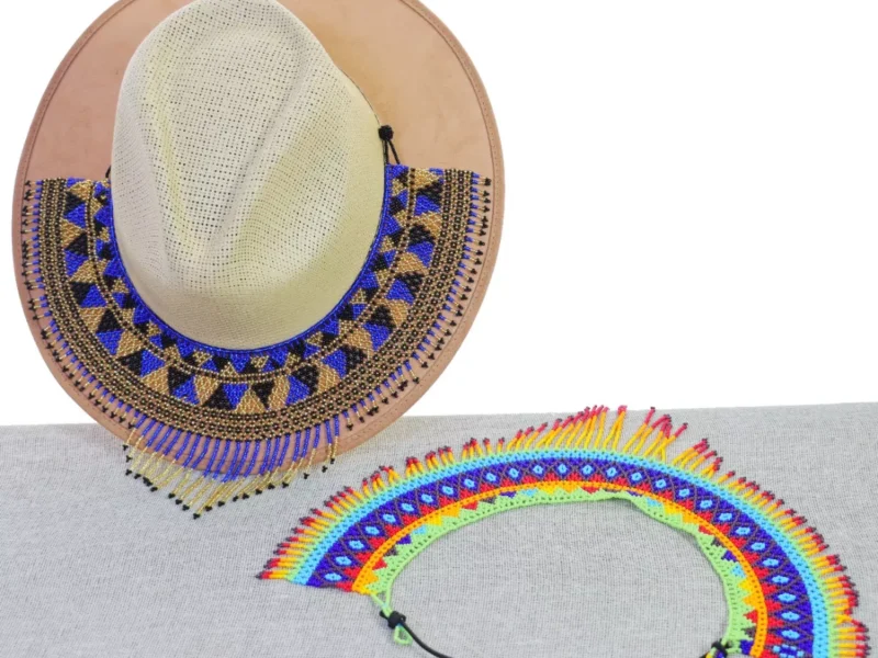 Toquilla Para Sombrero Cinto De Chaquira Flecos Artesanal