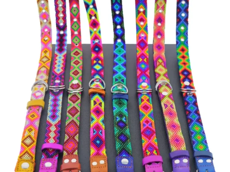 Collar Para Perro Mediano 45 CM Collar De Piel Bordados T-F