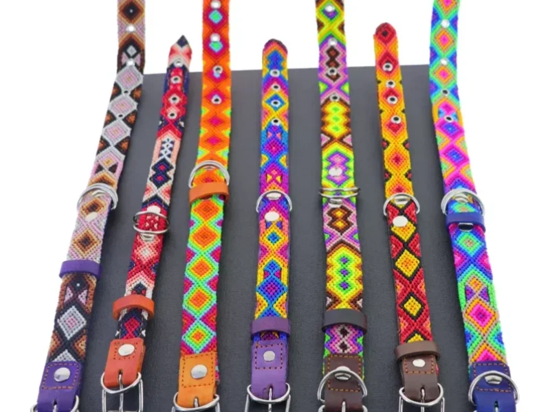 Collar Para Perro Tamaño Chico 35 CM Collar De Piel Bordados T-F