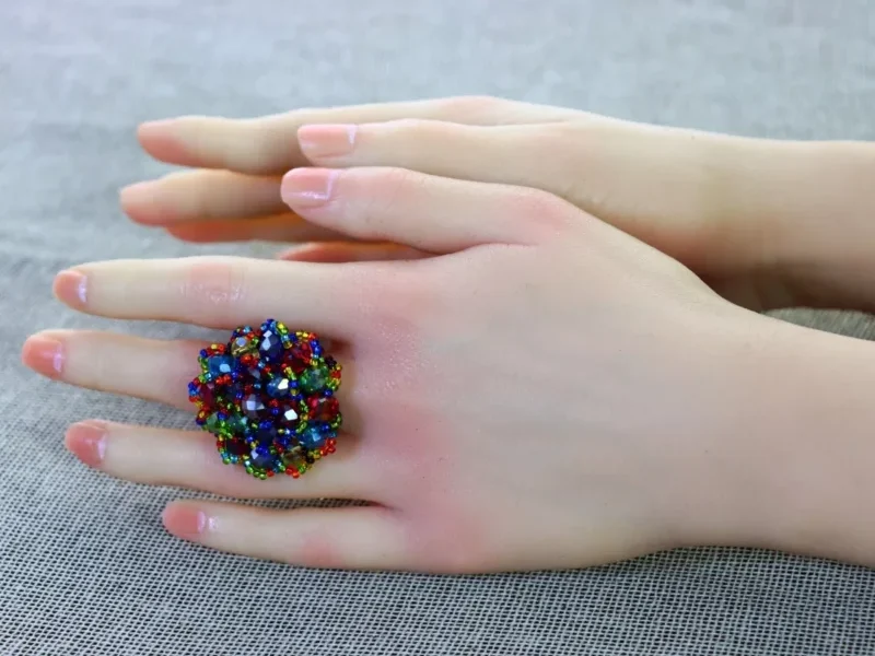 Anillos De Flor Cristal Chaquira Anillos De Moda Regalo