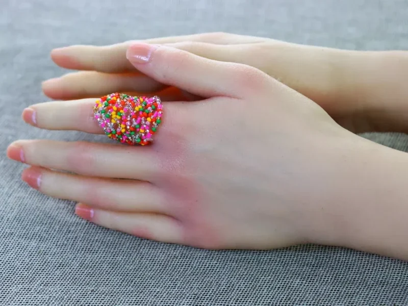 Anillos De Chaquira Tipo Malla Anillos De Moda Regalo