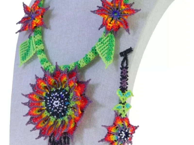 Set Collar De Flor Grande De Colores Collar De Mostacillas