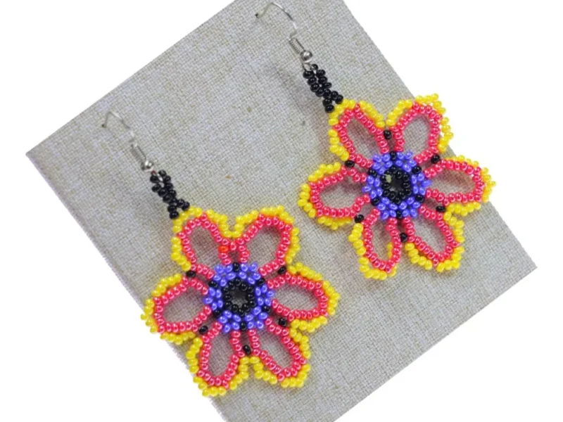 Aretes De Chaquira Colgante Artesanal Para Mujer