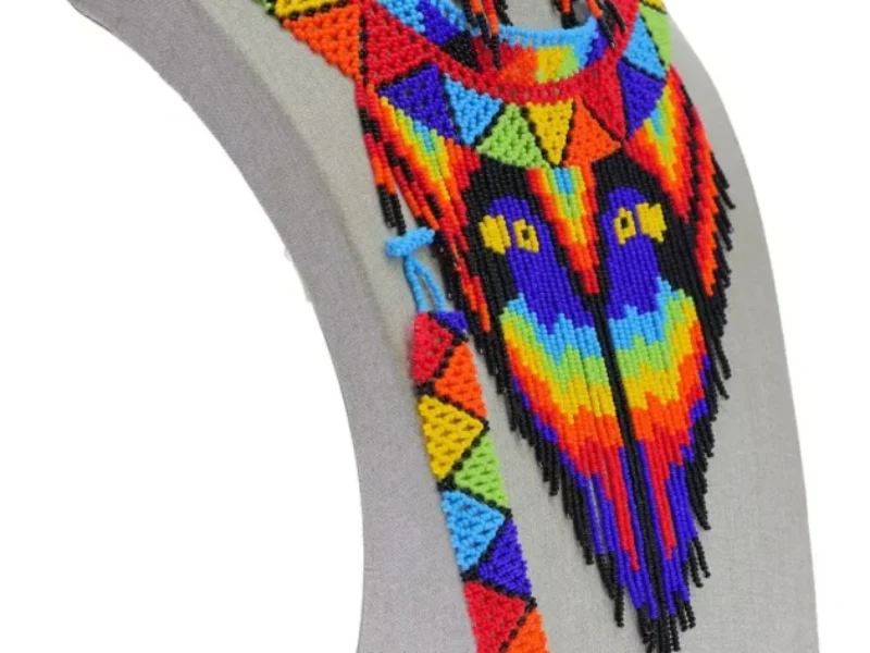 Set Collar Flecos De Colores Guacamaya De Mostacillas