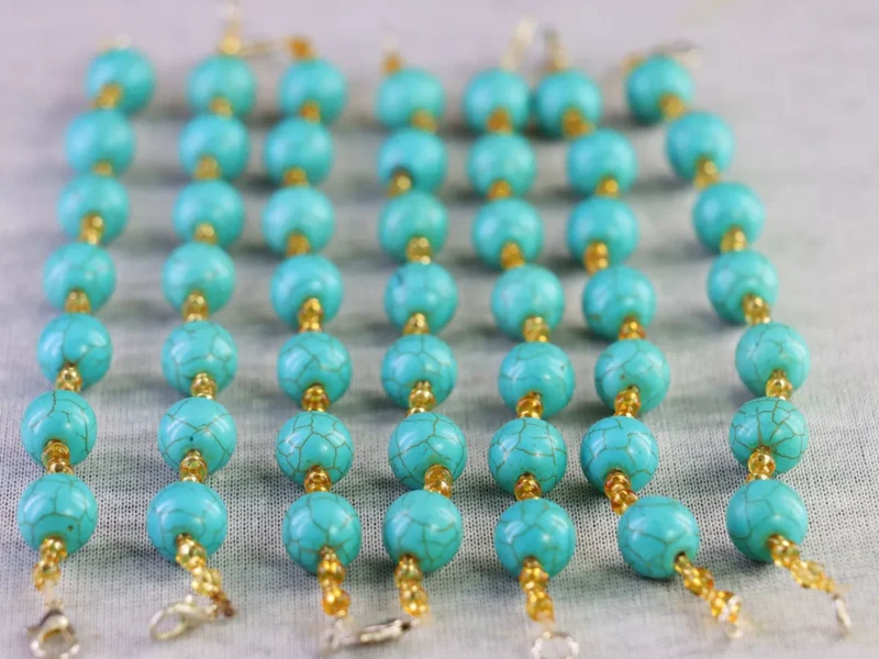 Pulseras De Piedras Naturales Turquesa Artesanal