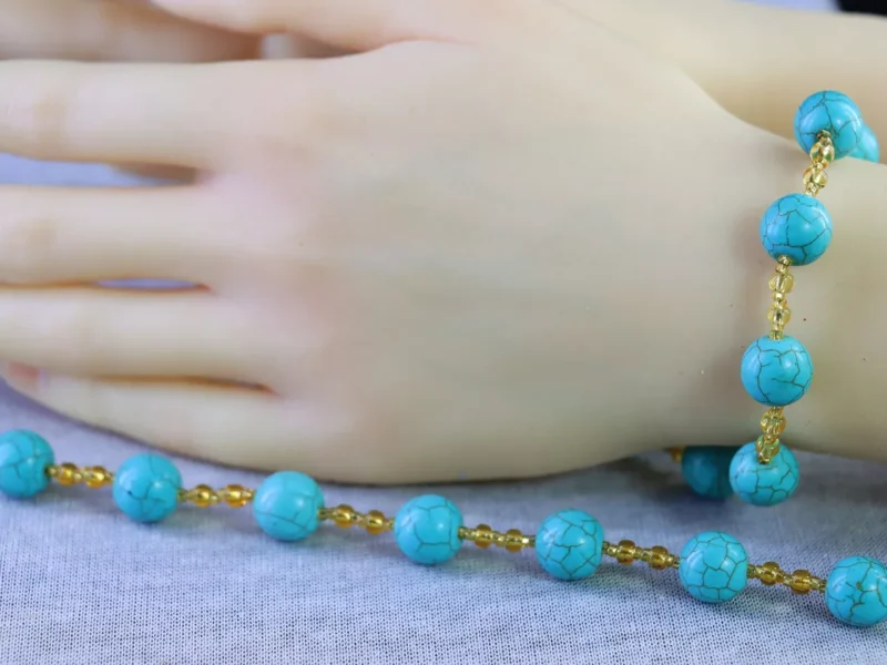 Pulseras De Piedras Naturales Turquesa Artesanal