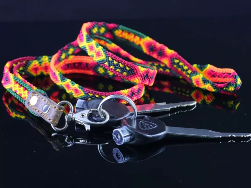 Lanyard Porta Gafete Correa Llavero Tejido Artesanal