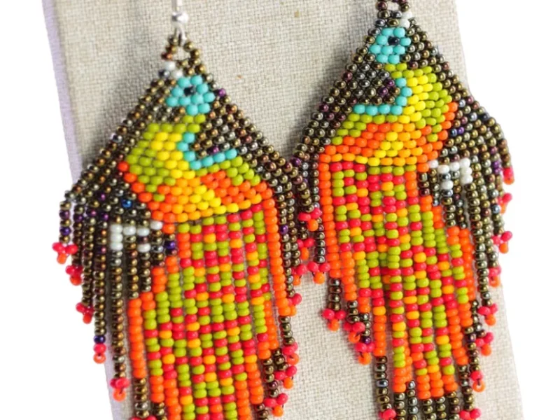 Aretes De Chaquira Colgante De Pavo Real