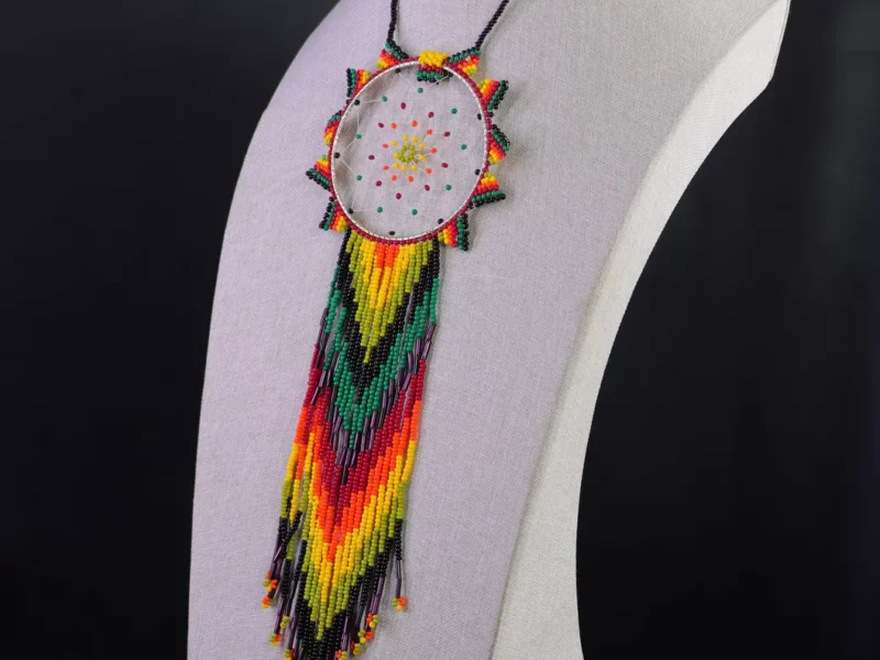 Collar Largo Atrapasueños De Mostacillas De Colores