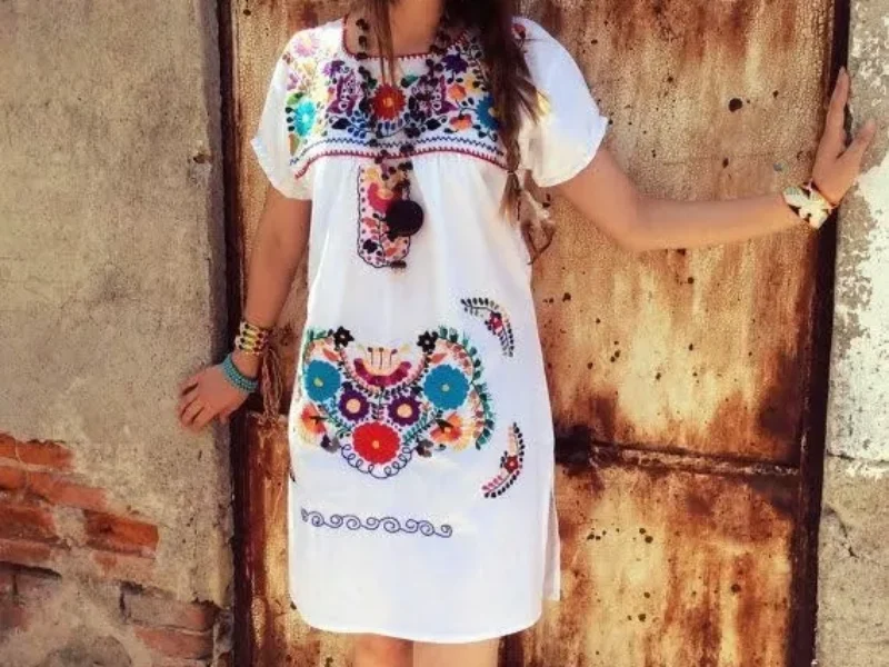 Vestido Bata Bordados Chanel
