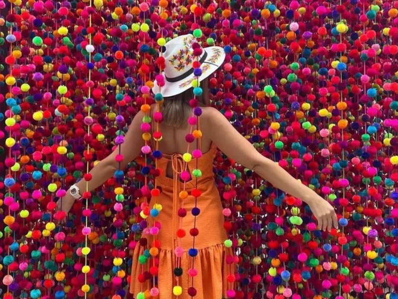 Tiras Cortina Pompones Artesanal Decorativos