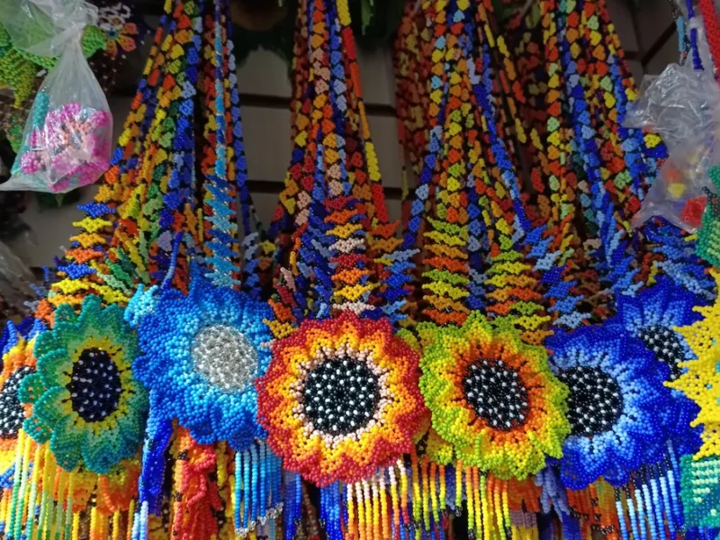 Collar De Girasol Chaquira Collar Flor Arte Huichol