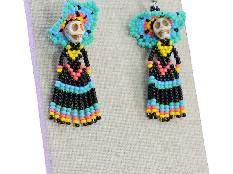 Pack De 6 Pares De Aretes De Chaquira Aretes De Calavera Artesanal
