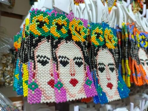 Set De 6 Pares De Aretes De Frida Kahlo De Mostacillas Artesanal