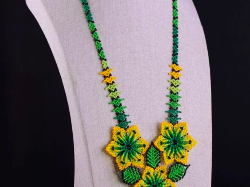 Set De 6 Collares De Chaquira Collar De 3 Flores Arte Huichol