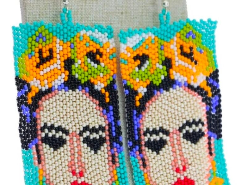 Set De 6 Pares De Aretes De Frida Kahlo De Mostacillas Artesanal