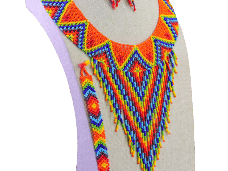 Set Collar Con Flecos De Mostacillas Gargantilla De Colores