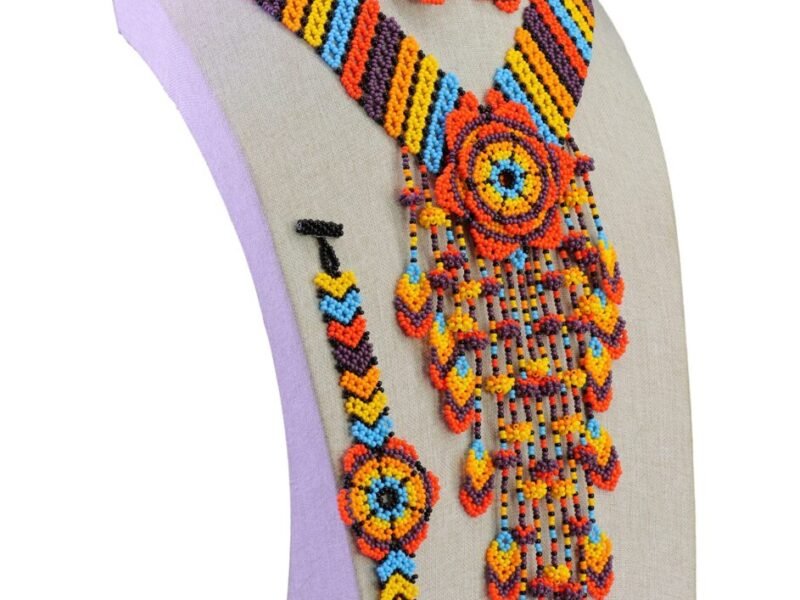 Set Collar Arte Huichol Collar Cascada De Mostacillas