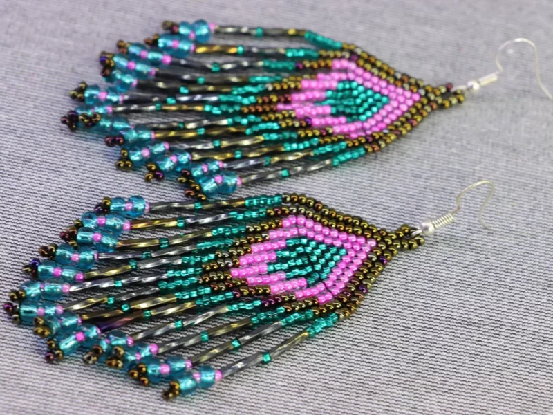 Aretes De Chaquira Colgante Con Flecos De Canutillos De Moda