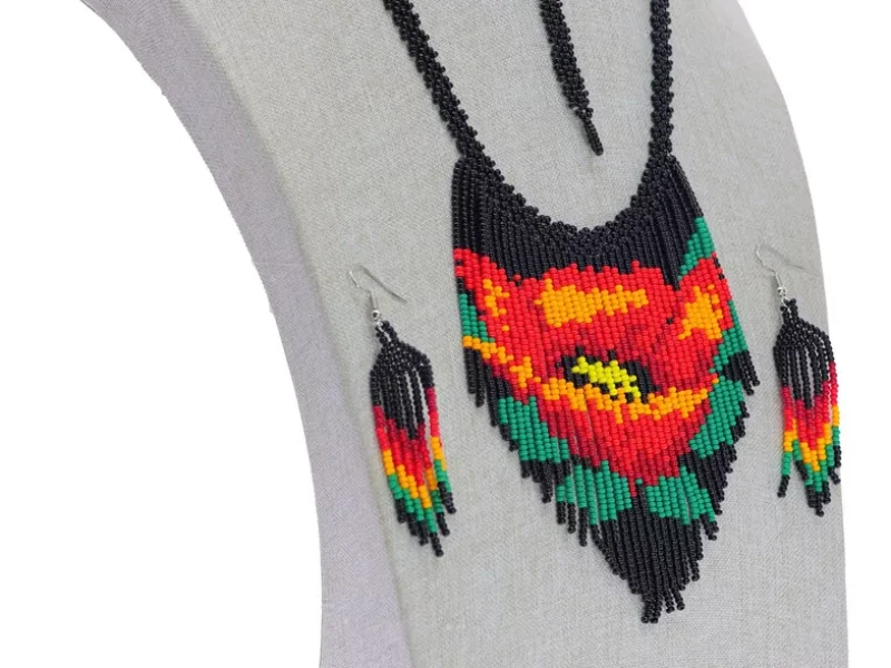 Set Collar Gargantilla Con Flecos Collar De Cuentas Huichol