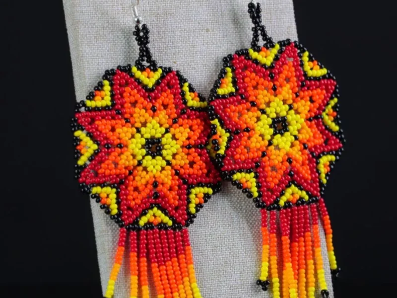 Aretes De Chaquira De Estrella Aretes De Cuentas Huichol