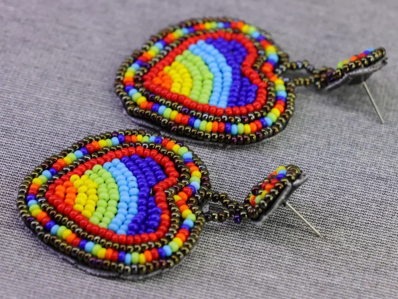 Aretes De Cuentas Huichol Colgante De Corazón De Moda