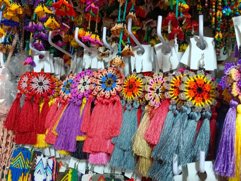 Aretes Largos De Chaquira Colgante Artesanal