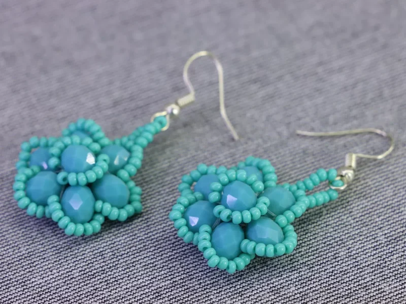 Aretes De Cristal Colgante De Flor Artesanal