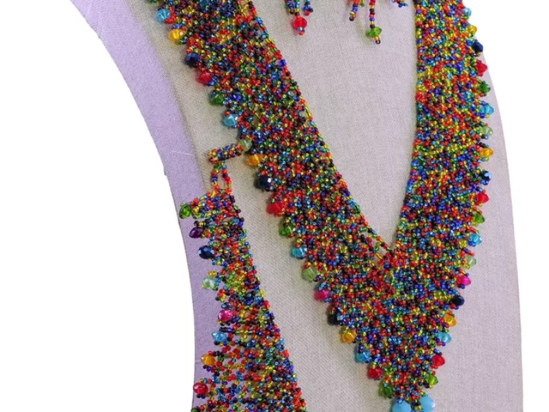 Set Collar De Chaquira Collar Diseño V De Cuentas Huichol