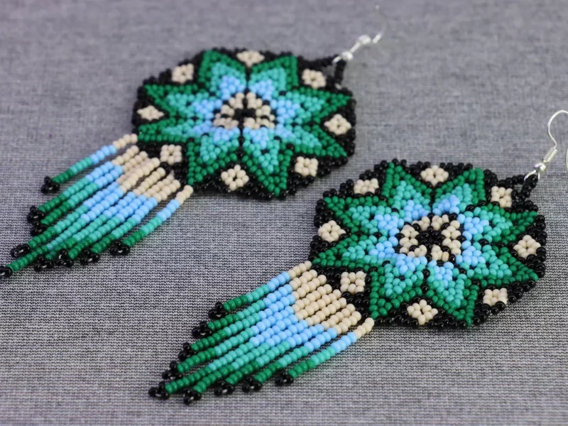 Aretes De Cuentas Huichol Colgante De Estrella De Moda