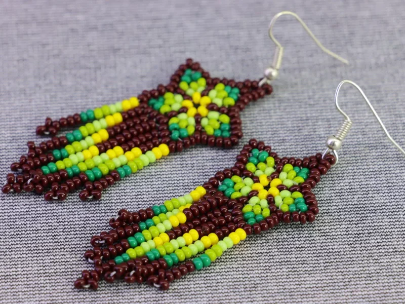 Aretes De Flor Flecos Colgante Aretes De Chaquira Artesanal