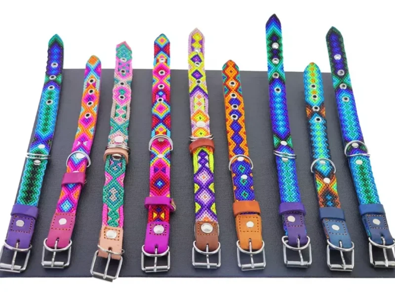 12pzs Collares De Piel Bordados T-F Para Perros