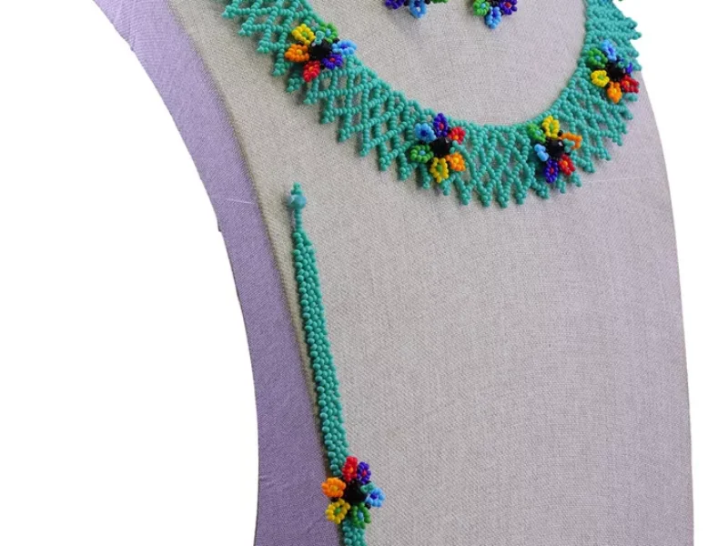 Set Collar De Chaquira De Florecitas Gargantilla Artesanal