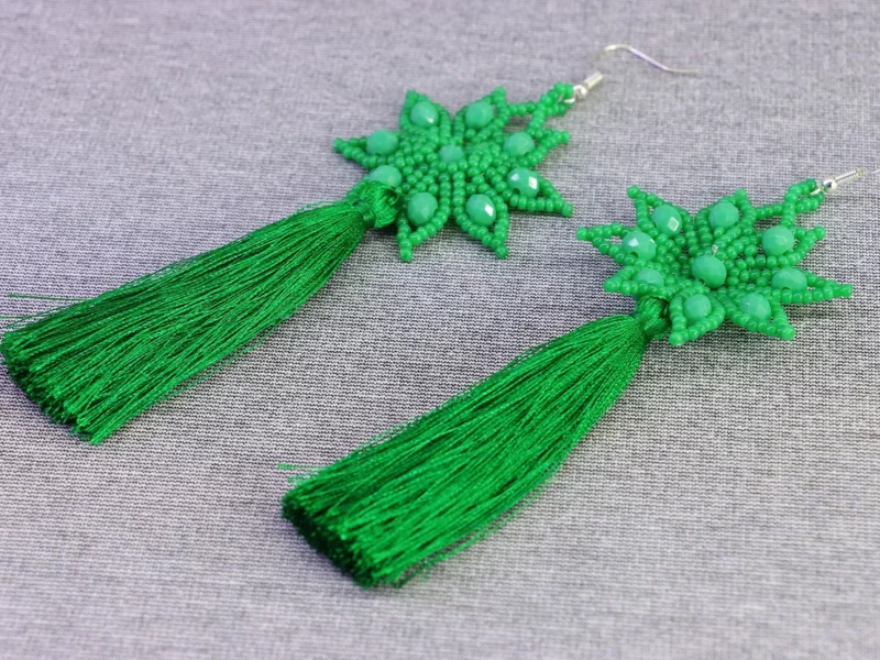 Aretes Largos De Cuentas De Cristal Colgante De Moda