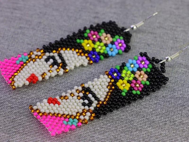 Aretes Frida Kahlo Chaquira Aretes Colgante De Cuentas Huichol