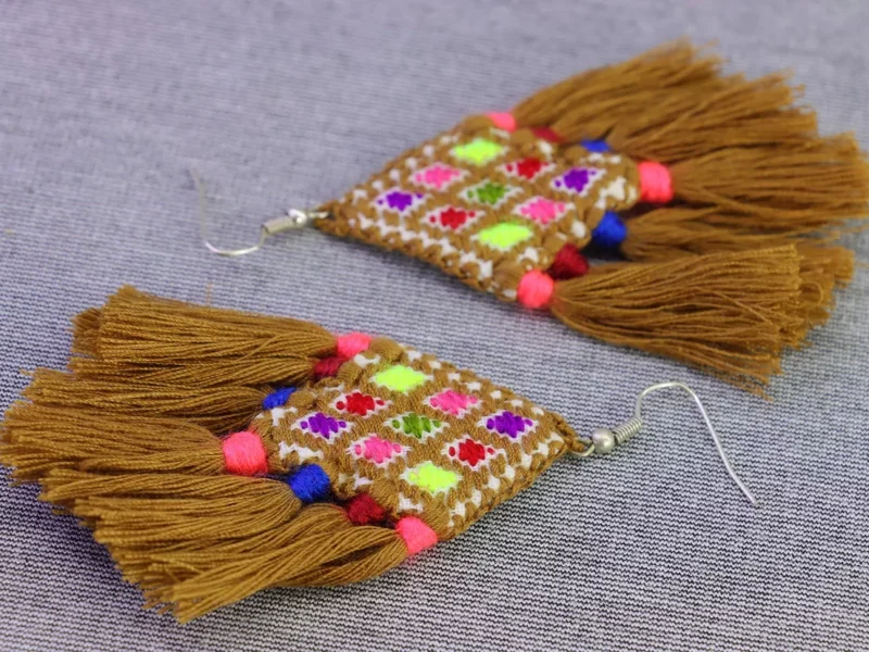 Aretes De Telar Bordadas Artesanal Colgante De Moda