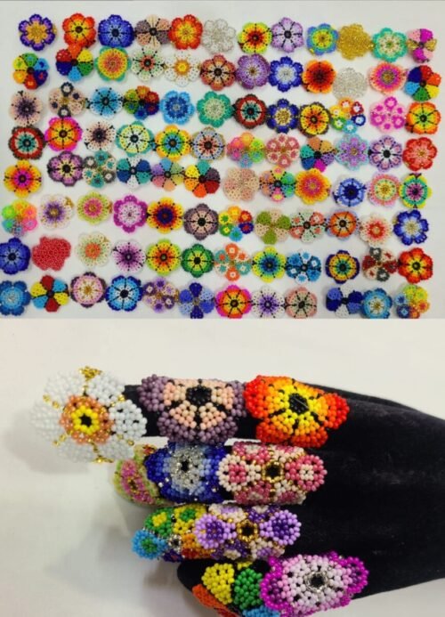 Set De 12 Anillos De Flor Artesanal Chaquira Hecho A Mano