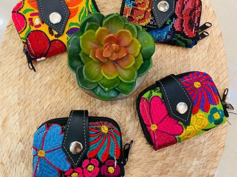 Set De 5 Monederos De Broche Bordadas Artesanal