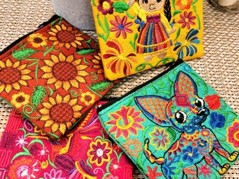 Set De 10 Monederos De Telar Bordados Artesanal