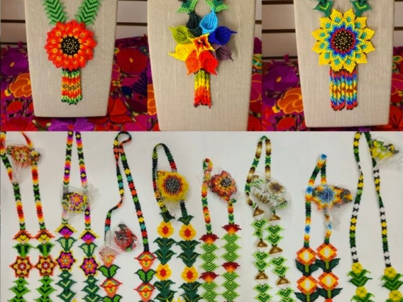 Set De 2 Collares De Flor Collar Con Aretes Y Pulsera Artesanal