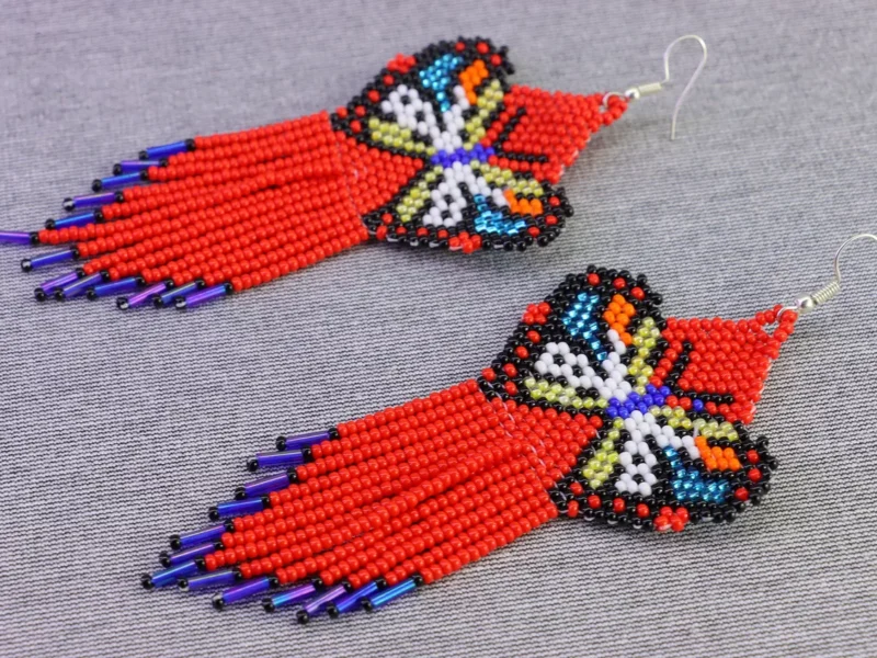 Aretes De Mariposa Flecos Chaquira Aretes De Cuentas Huichol