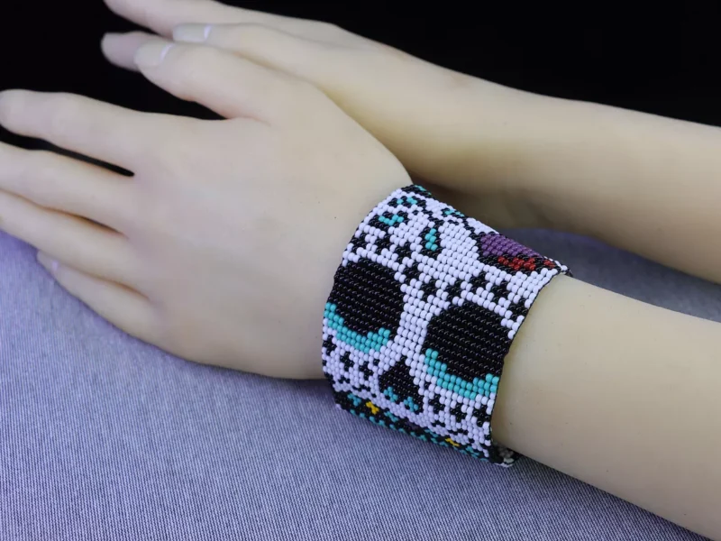 Pulsera Unisex De Calavera De Chaquira Pulsera De Moda