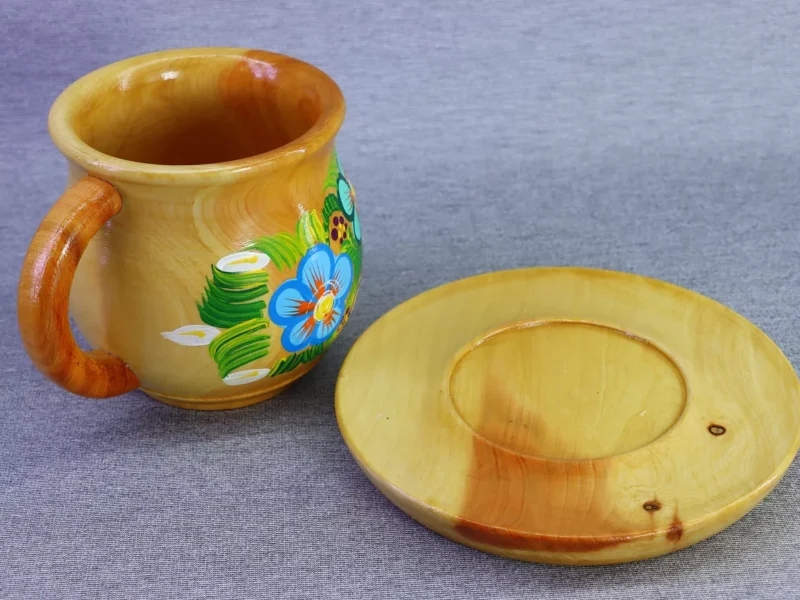 Tazas De Madera Pintadas De Flores Tazas Artesanales