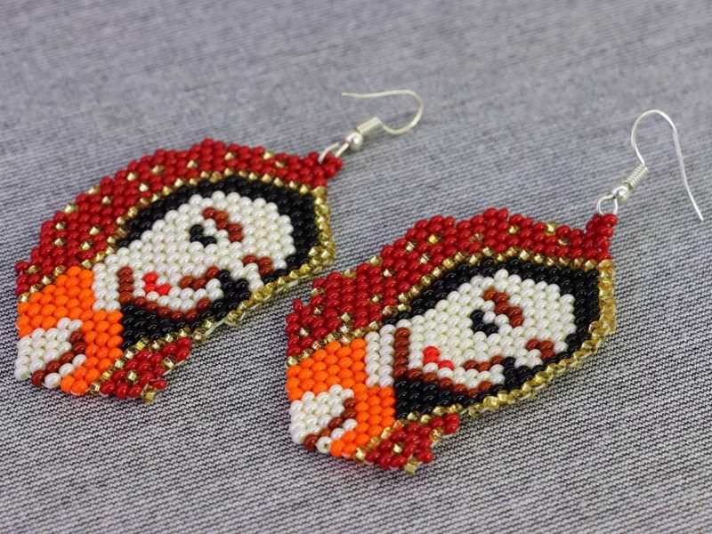 Aretes De Virgen De Guadalupe Aretes De Cuentas Huichol
