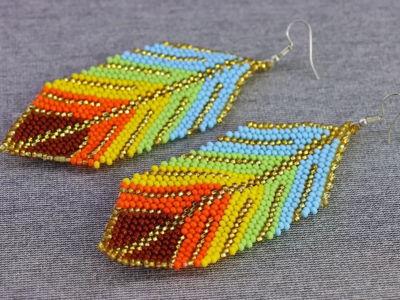 Aretes De Hoja Chaquira Aretes De Cuentas Huichol Artesanal