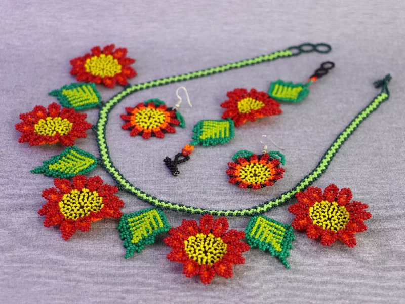 Set Collar Floral Chaquira De Moda Collar De Cuentas Huichol