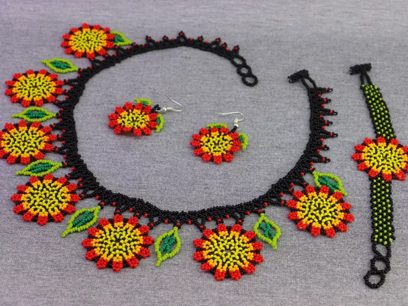 Set Collar Gargantilla Floral Chaquira Collar De Moda