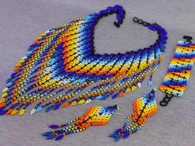 Set Collar Flecos De Chaquira Collar De Cuentas Huichol